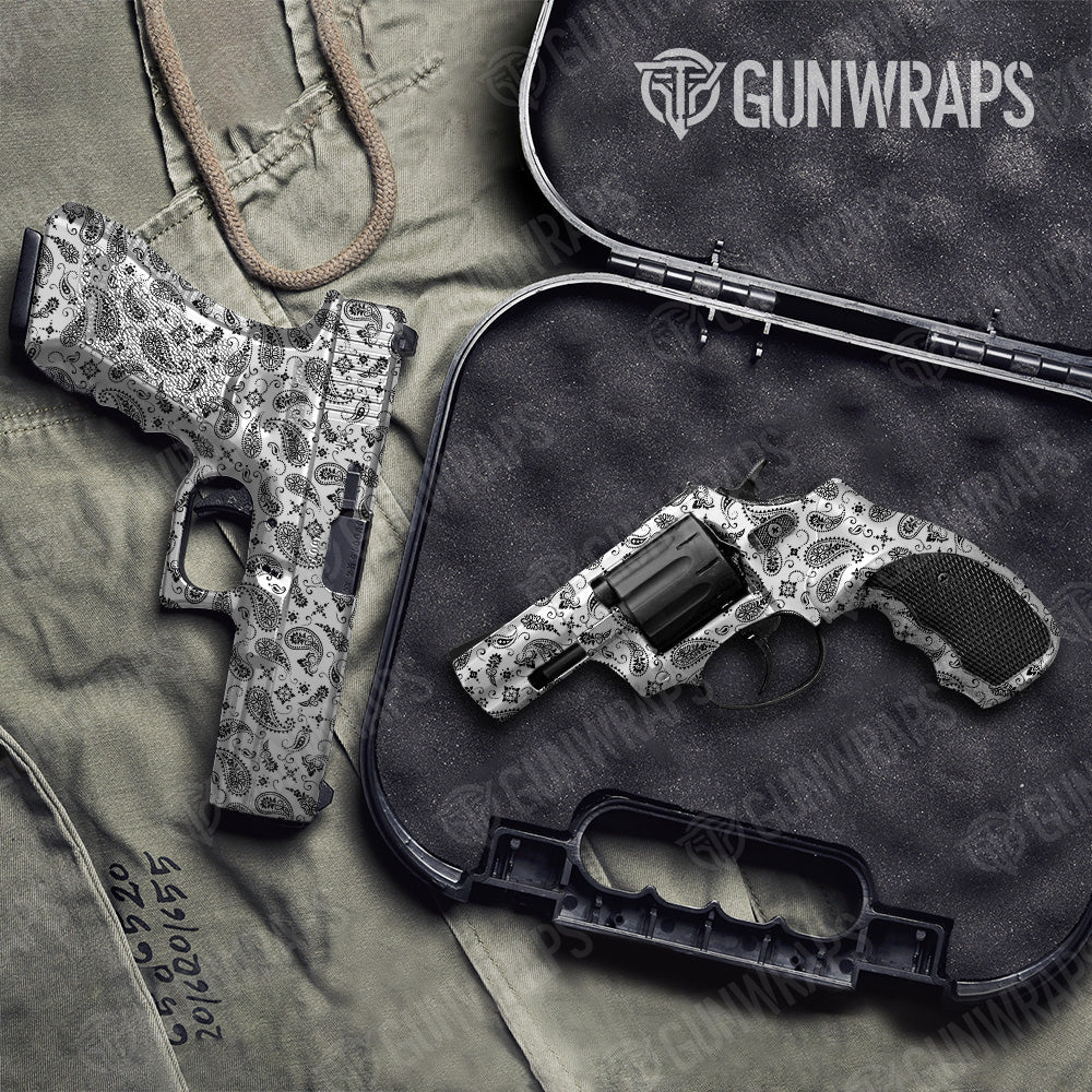 Pistol & Revolver Bandana White & Black Gun Skin Vinyl Wrap