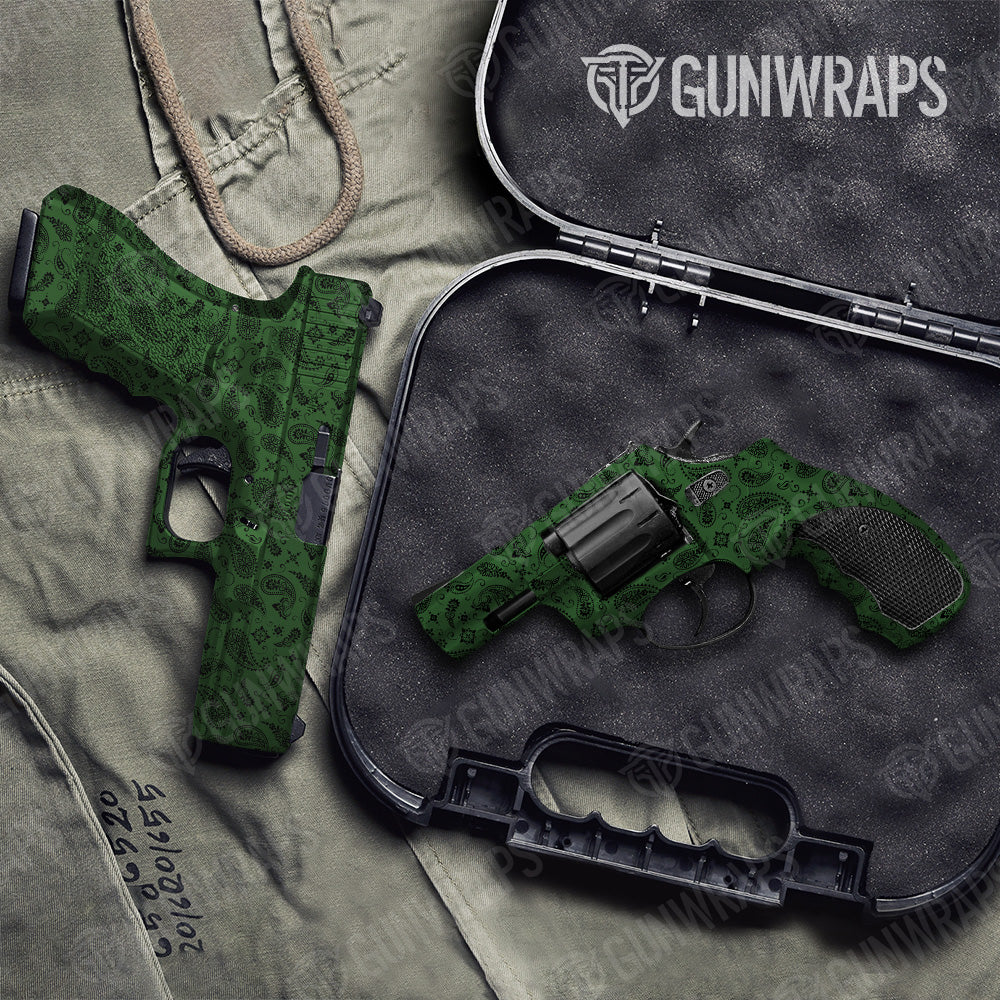 Pistol & Revolver Bandana Green & Black Gun Skin Vinyl Wrap Online Hot Sale