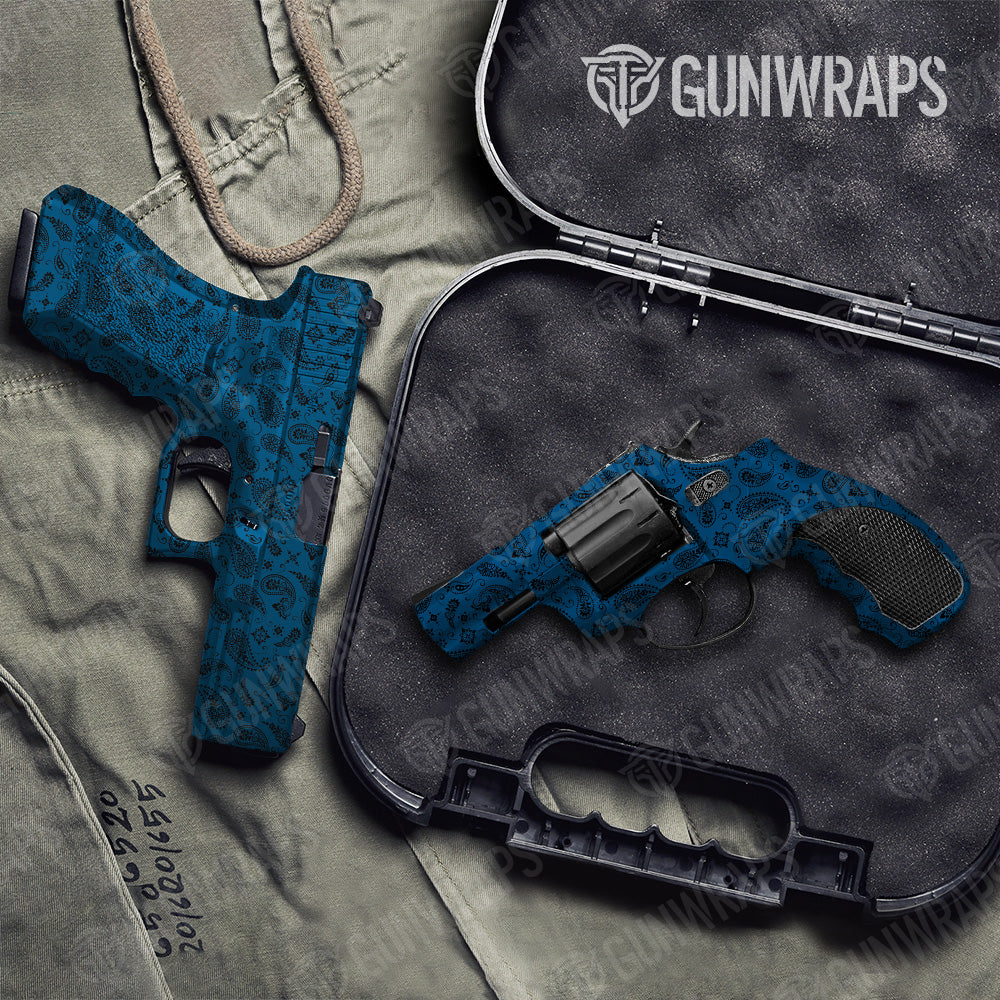 Pistol & Revolver Bandana Blue & Black Gun Skin Vinyl Wrap
