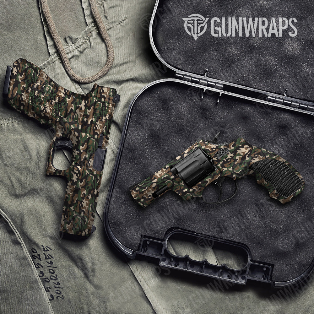 Pistol & Revolver Classic Woodland Camo Gun Skin Vinyl Wrap