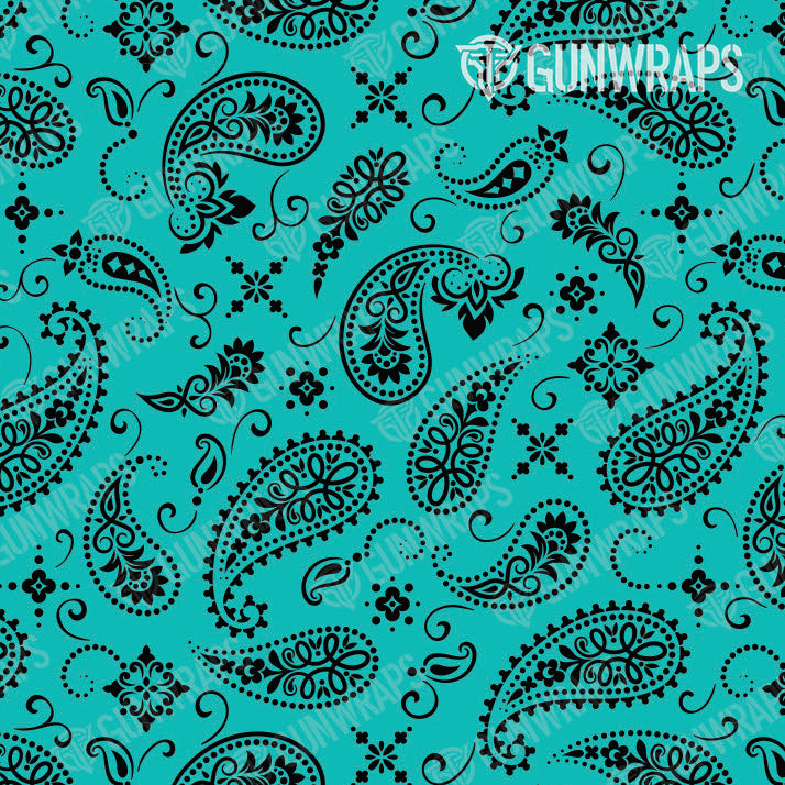 Pistol & Revolver Bandana Tiffany Blue & Black Gun Skin Vinyl Wrap