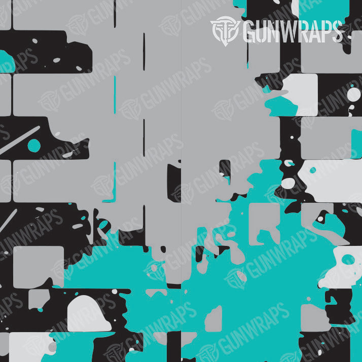 Pistol & Revolver Broken Plaid Tiffany Blue Camo Gun Skin Vinyl Wrap