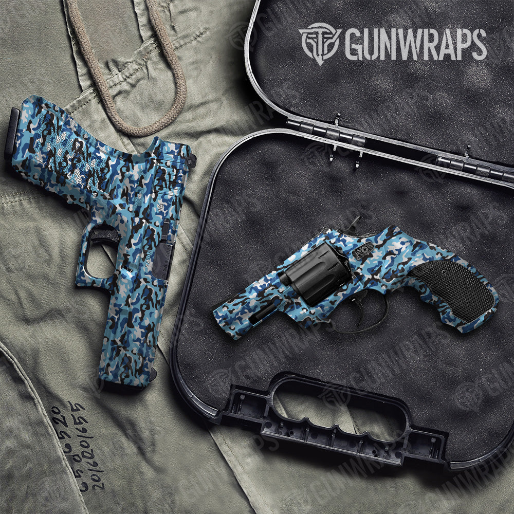Pistol & Revolver Classic Baby Blue Camo Gun Skin Vinyl Wrap