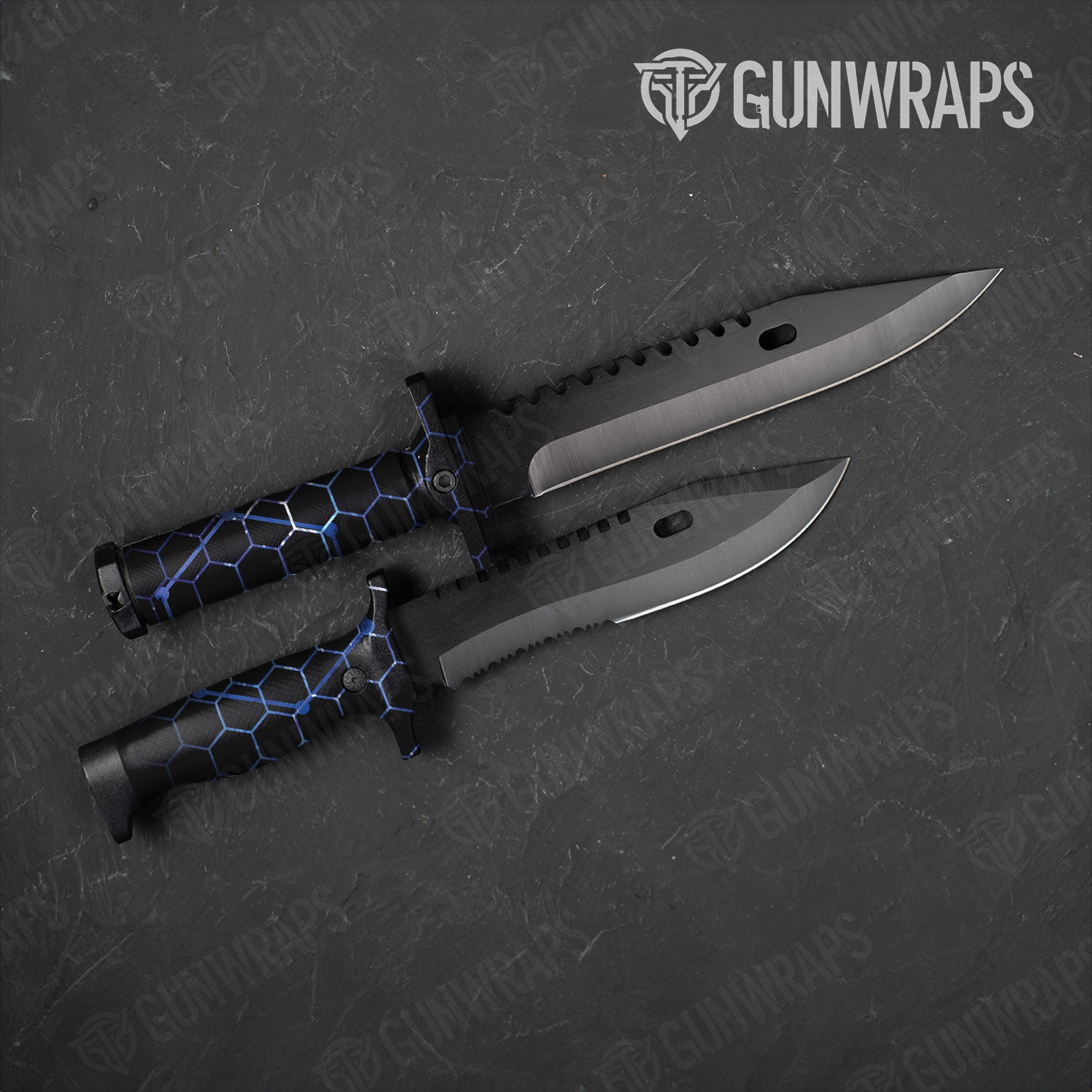 Knife Vivid Hex Blue Gear Skin Vinyl Wrap