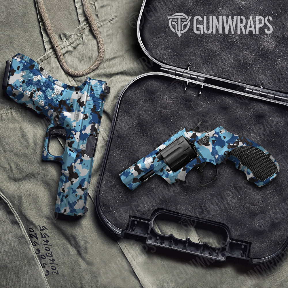 Pistol & Revolver Cumulus Baby Blue Camo Gun Skin Vinyl Wrap