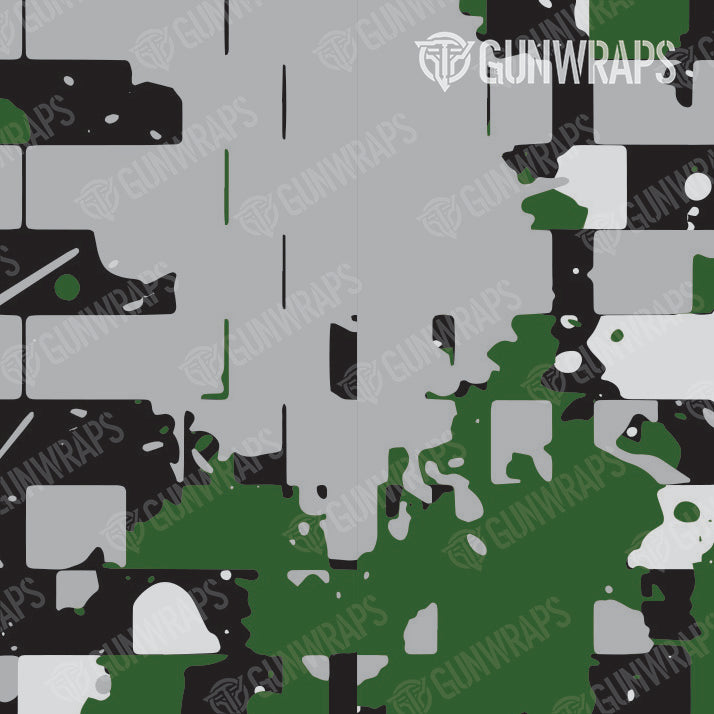 Pistol & Revolver Broken Plaid Green Camo Gun Skin Vinyl Wrap