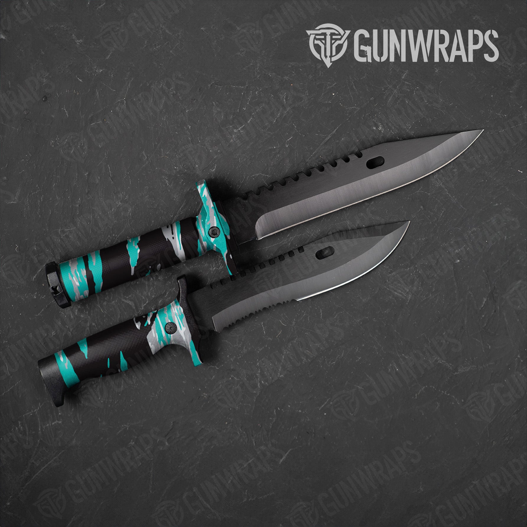Knife Vietnam Tiger Stripe Tiffany Blue Tiger Gun Skin Vinyl Wrap