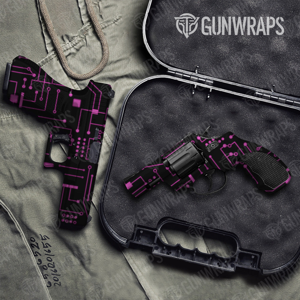 Pistol & Revolver Circuit Board Magenta Gun Skin Vinyl Wrap