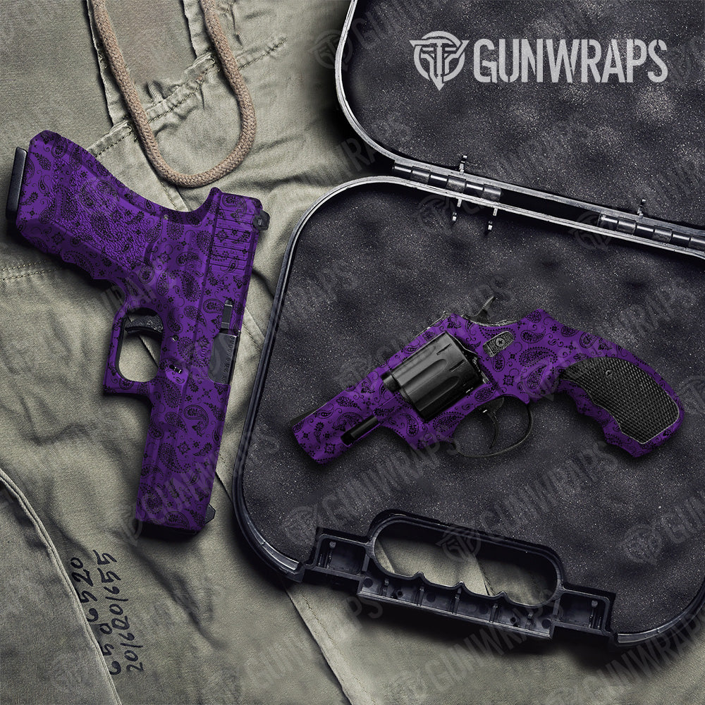 Pistol & Revolver Bandana Purple & Black Gun Skin Vinyl Wrap