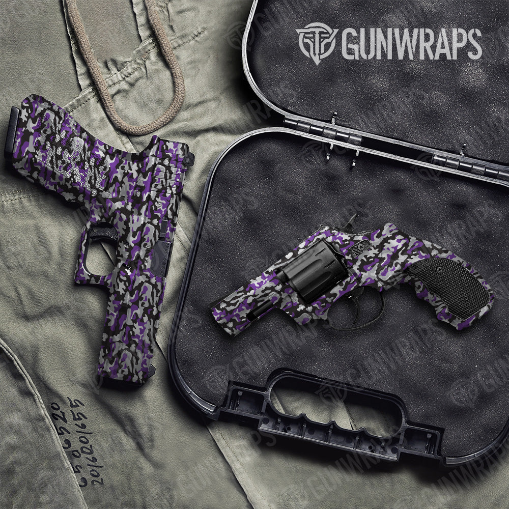 Pistol & Revolver Classic Purple Tiger Camo Gun Skin Vinyl Wrap