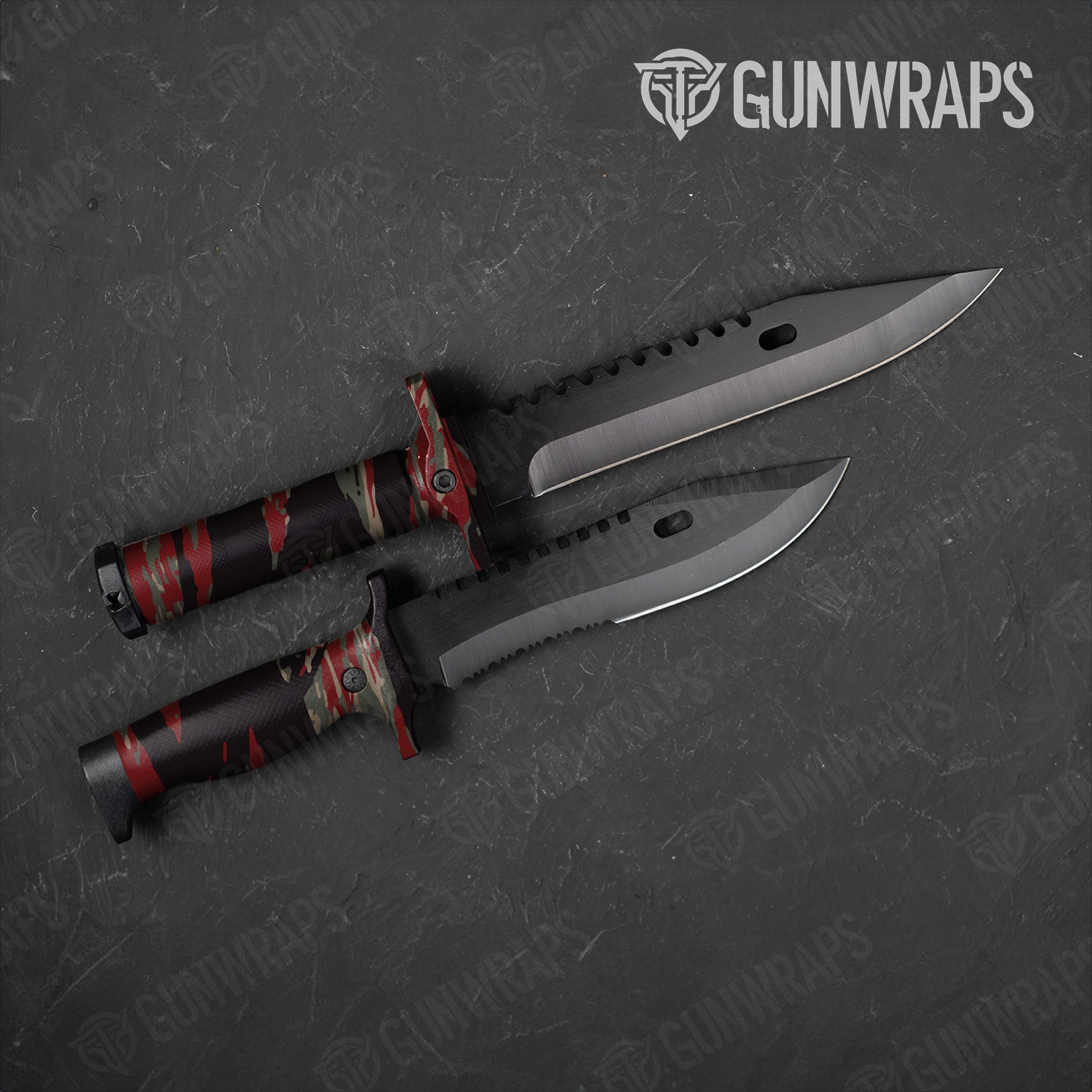 Knife Vietnam Tiger Stripe Militant Red Gun Skin Vinyl Wrap