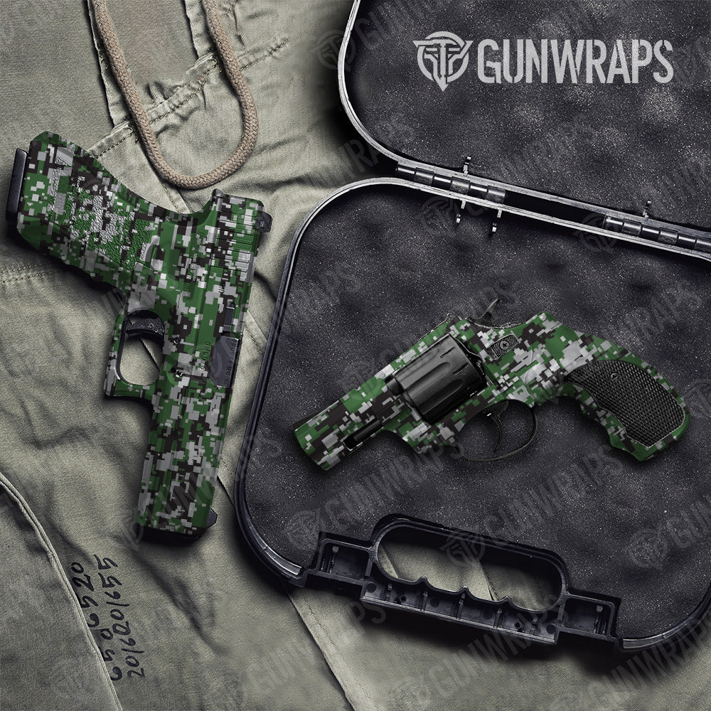 Pistol & Revolver Digital Green Tiger Camo Gun Skin Vinyl Wrap