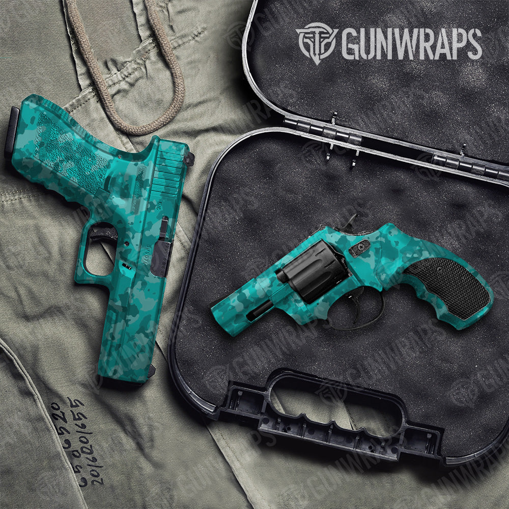 Pistol & Revolver Cumulus Elite Tiffany Blue Camo Gun Skin Vinyl Wrap on Sale
