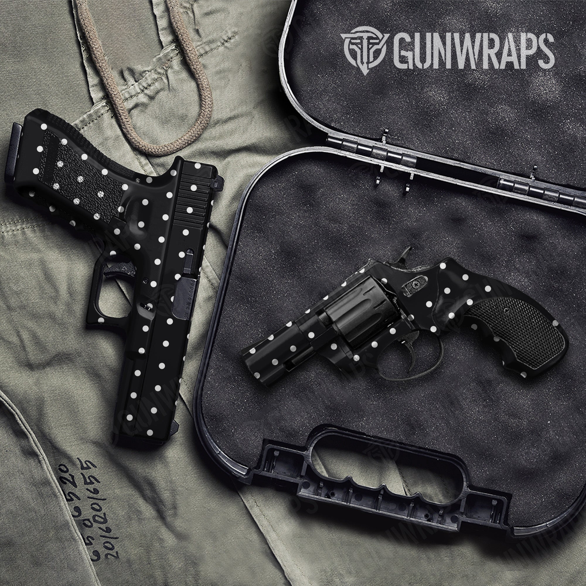 Pistol & Revolver Dotted Black Gun Skin Vinyl Wrap