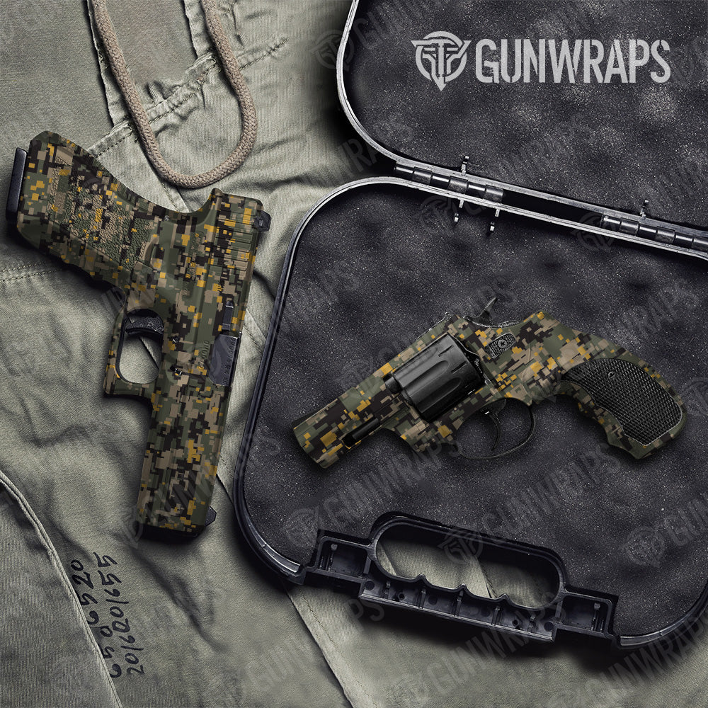 Pistol & Revolver Digital Militant Yellow Camo Gun Skin Vinyl Wrap