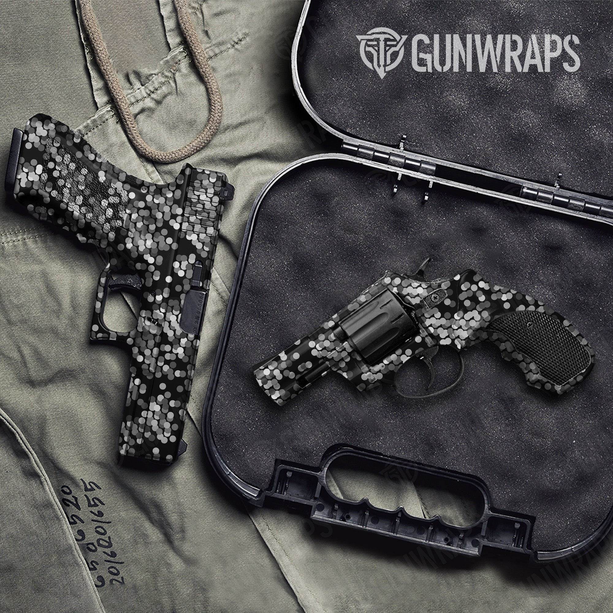 Pistol & Revolver Eclipse Camo Grayscale Gun Skin Vinyl Wrap