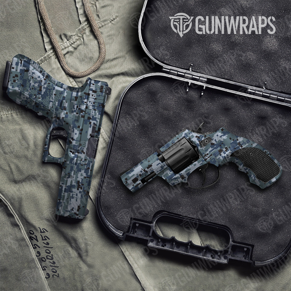 Pistol & Revolver Digital Navy Camo Gun Skin Vinyl Wrap