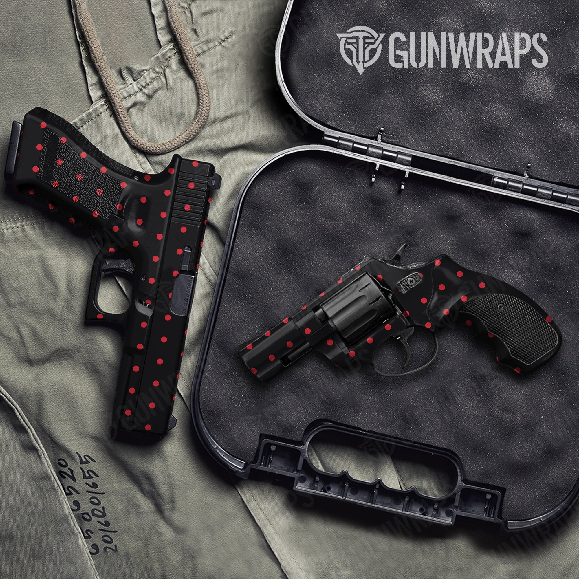 Pistol & Revolver Dotted Black Cherry Gun Skin Vinyl Wrap Hot on Sale