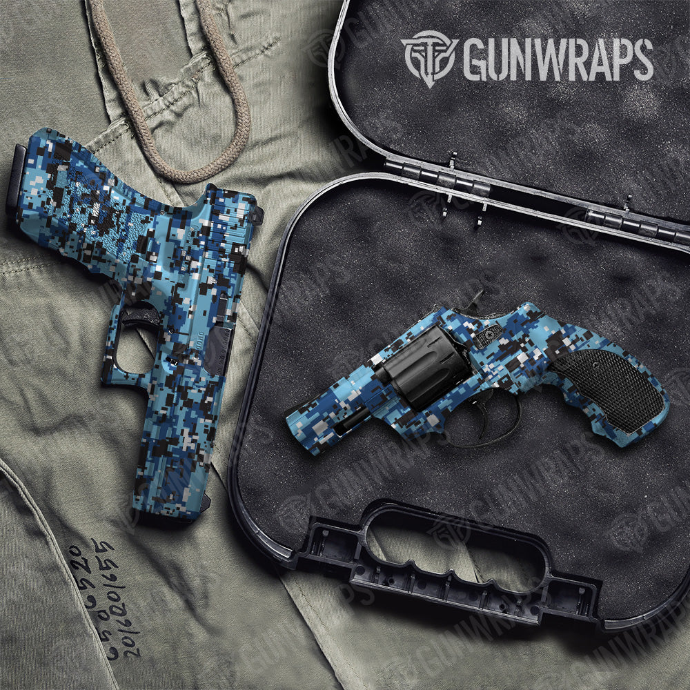 Pistol & Revolver Digital Baby Blue Camo Gun Skin Vinyl Wrap Online