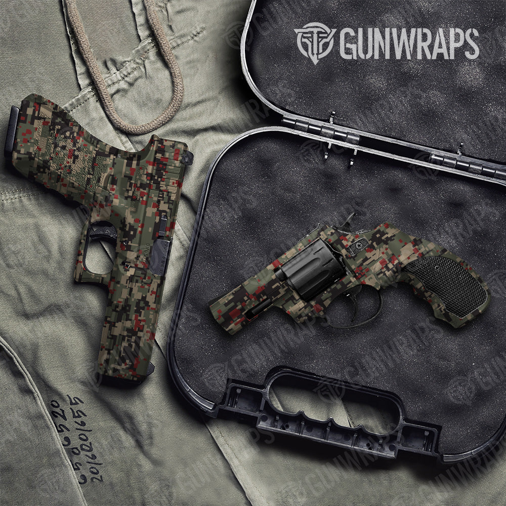 Pistol & Revolver Digital Militant Red Camo Gun Skin Vinyl Wrap Hot on Sale