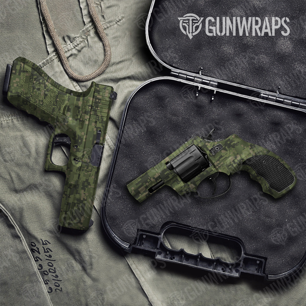 Pistol & Revolver Digital Army Green Camo Gun Skin Vinyl Wrap