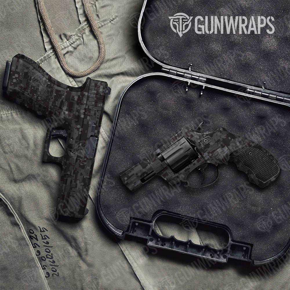 Pistol & Revolver Digital Elite Black Camo Gun Skin Vinyl Wrap