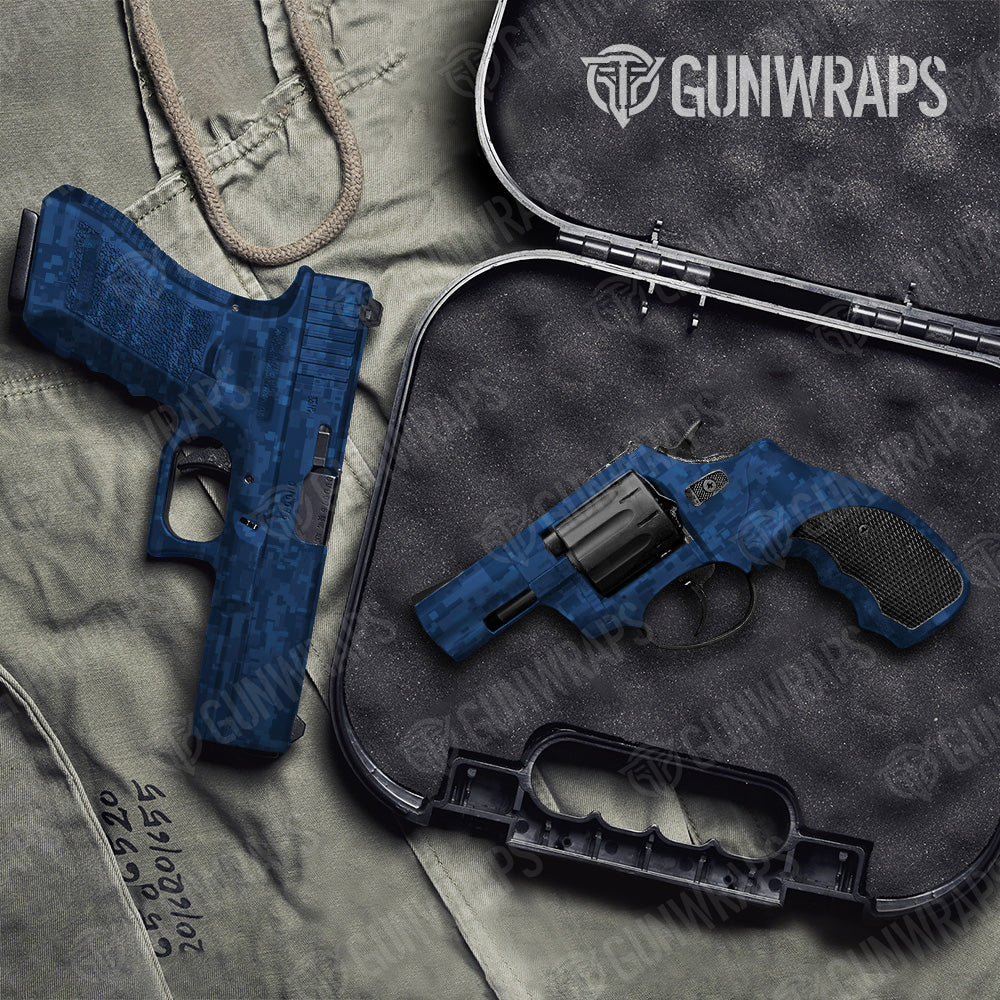 Pistol & Revolver Digital Elite Blue Camo Gun Skin Vinyl Wrap