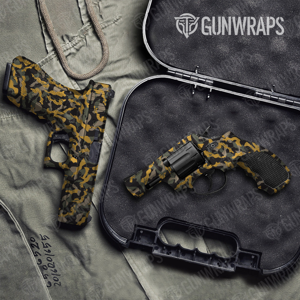 Pistol & Revolver Ragged Militant Yellow Camo Gun Skin Vinyl Wrap
