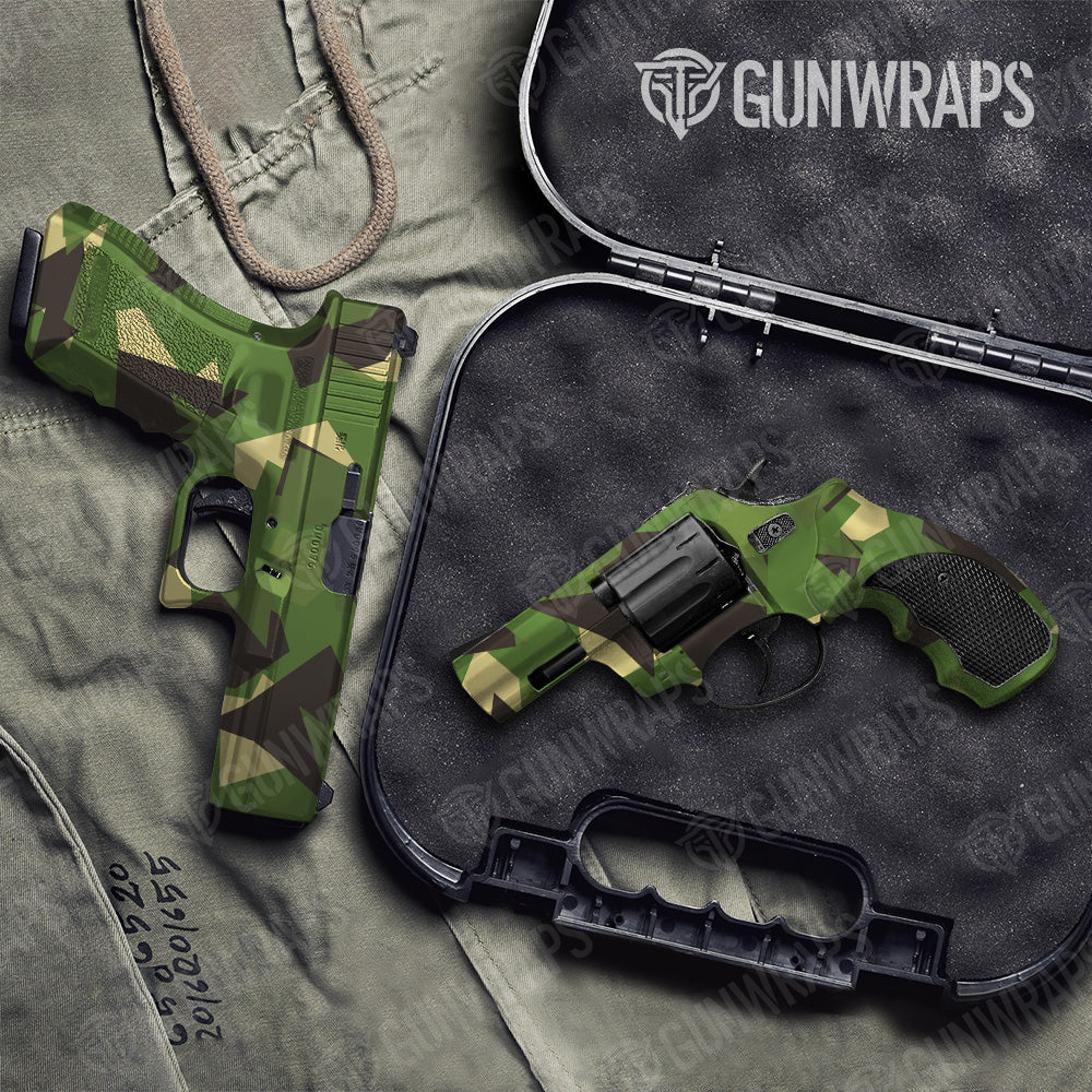 Pistol & Revolver Shattered Jungle Camo Gun Skin Vinyl Wrap