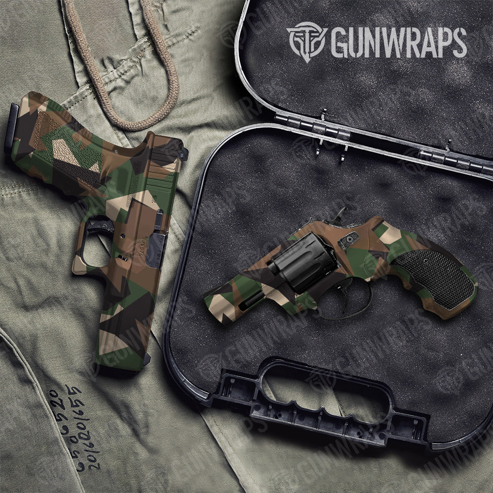 Pistol & Revolver Shattered Woodland Camo Gun Skin Vinyl Wrap Online now