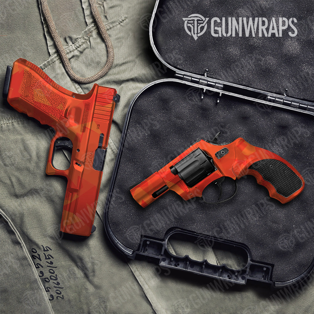 Pistol & Revolver Shattered Elite Orange Camo Gun Skin Vinyl Wrap
