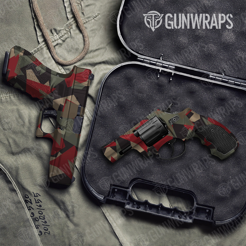 Pistol & Revolver Shattered Militant Red Camo Gun Skin Vinyl Wrap Online now