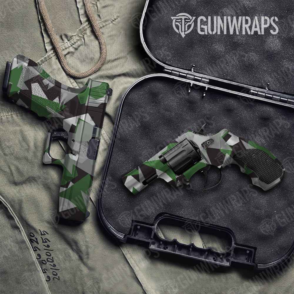 Pistol & Revolver Shattered Green Tiger Camo Gun Skin Vinyl Wrap