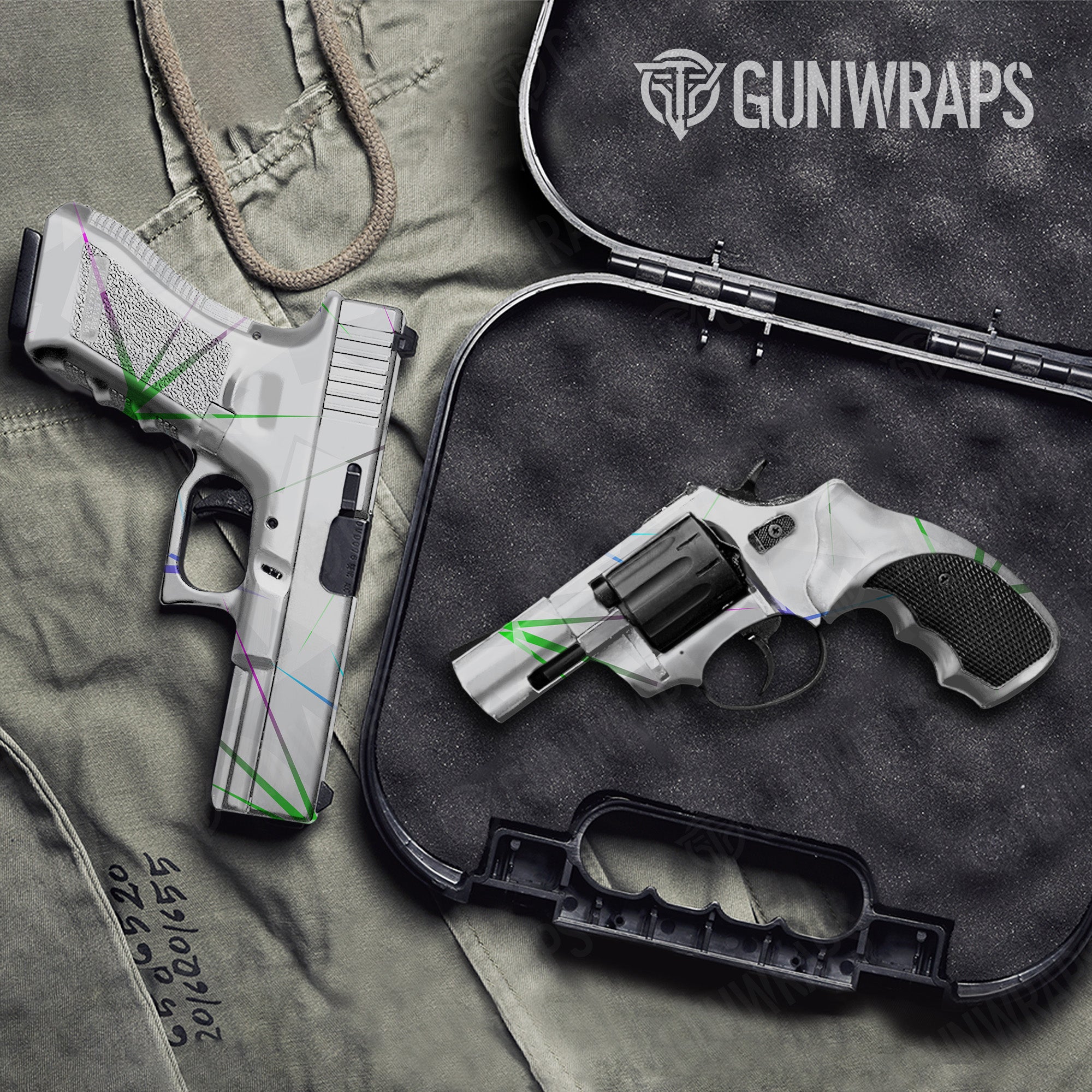 Pistol & Revolver Shattered Laser Elite White Retro Gun Skin Vinyl Wrap