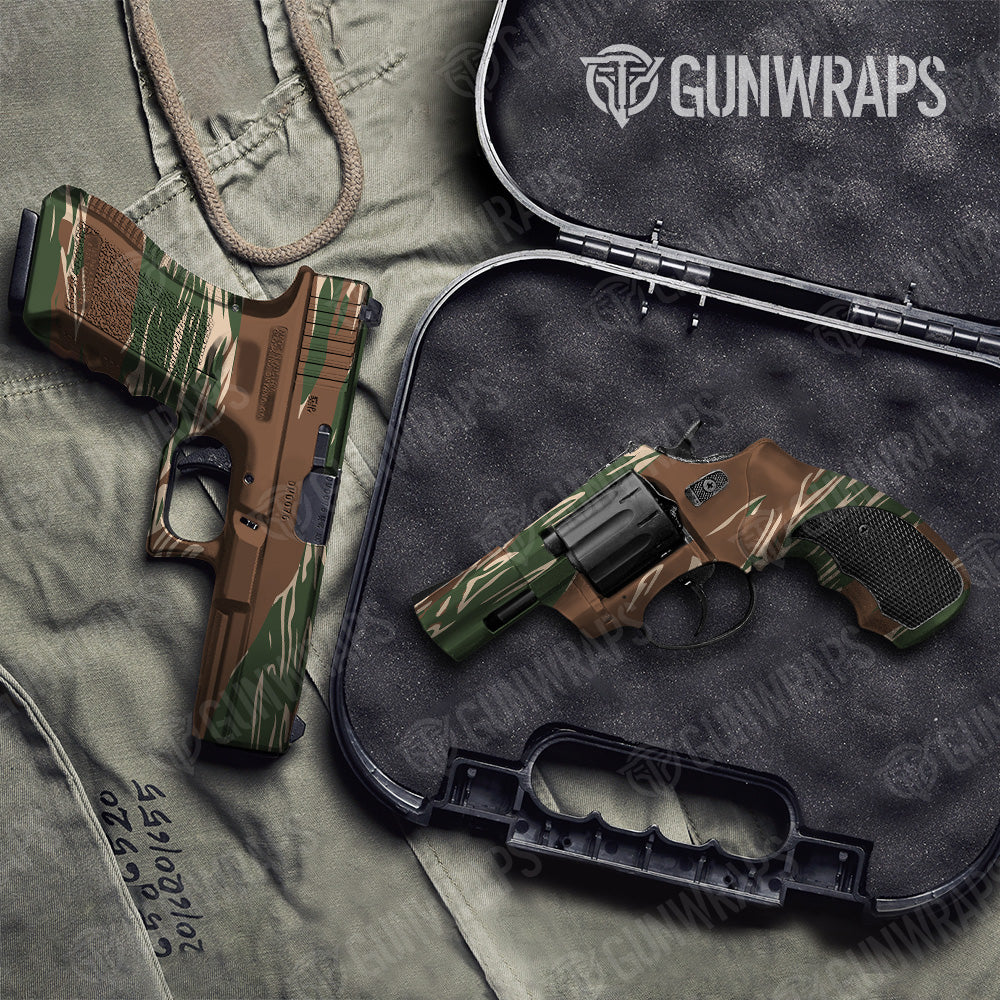 Pistol & Revolver Shredded Woodland Camo Gun Skin Vinyl Wrap