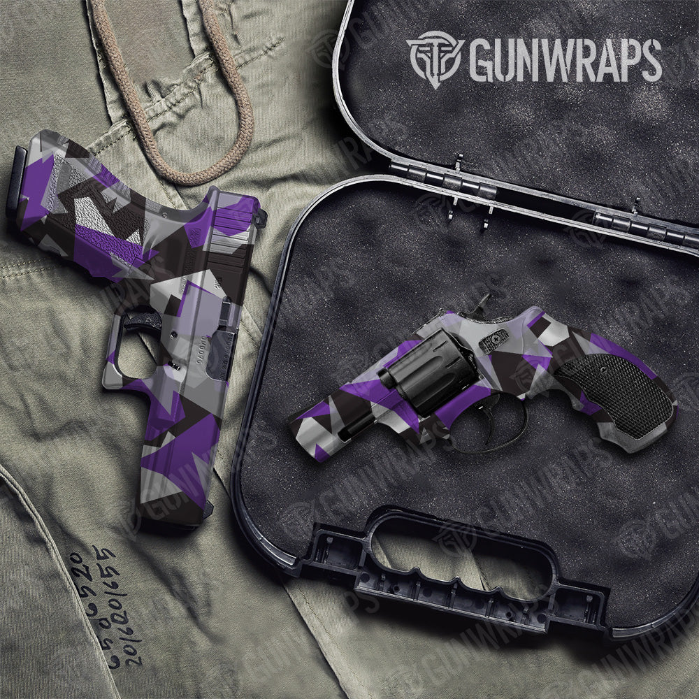 Pistol & Revolver Shattered Purple Tiger Camo Gun Skin Vinyl Wrap Sale