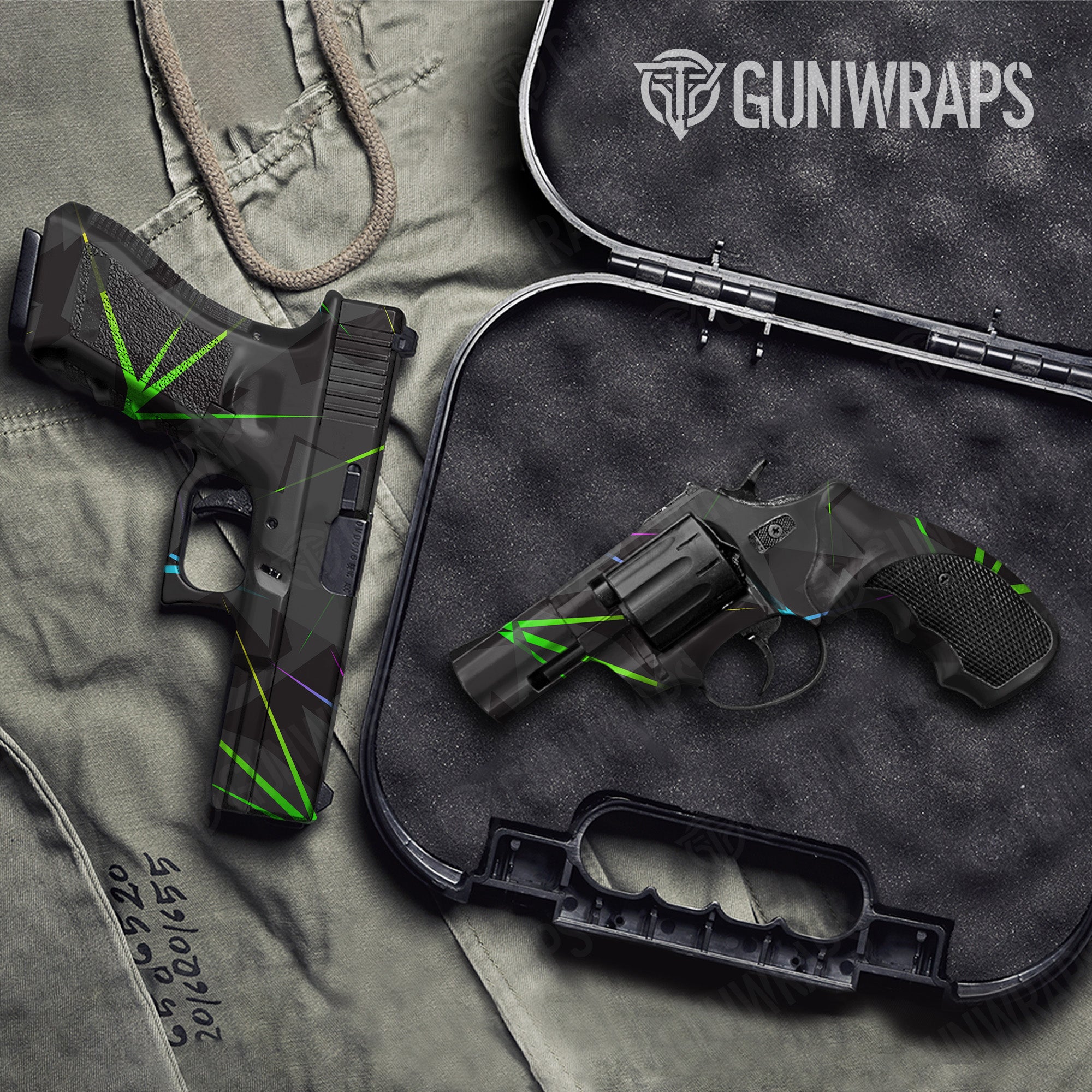 Pistol & Revolver Shattered Laser Elite Black Volume Gun Skin Vinyl Wrap