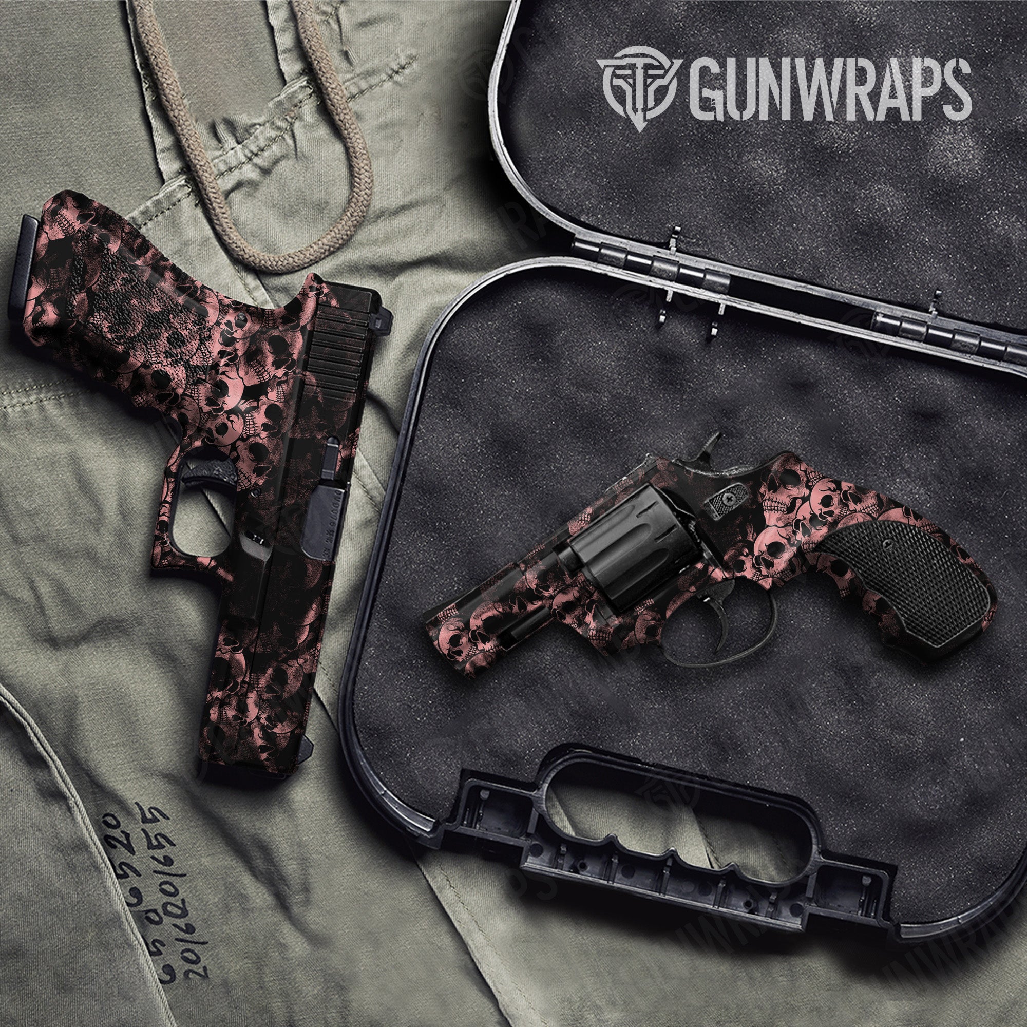 Pistol & Revolver Skull Salmon Gun Skin Vinyl Wrap