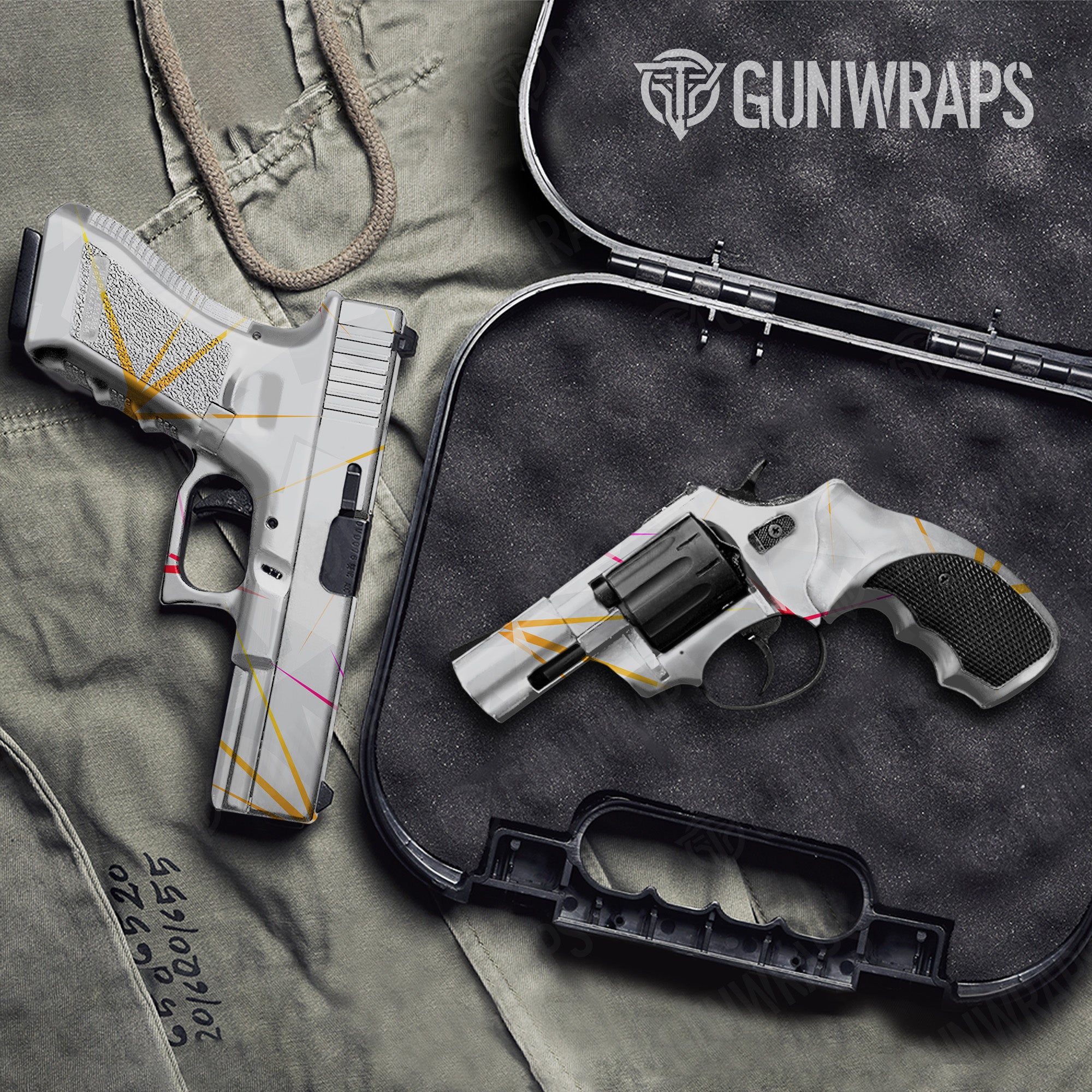 Pistol & Revolver Shattered Laser Elite White Heat Gun Skin Vinyl Wrap