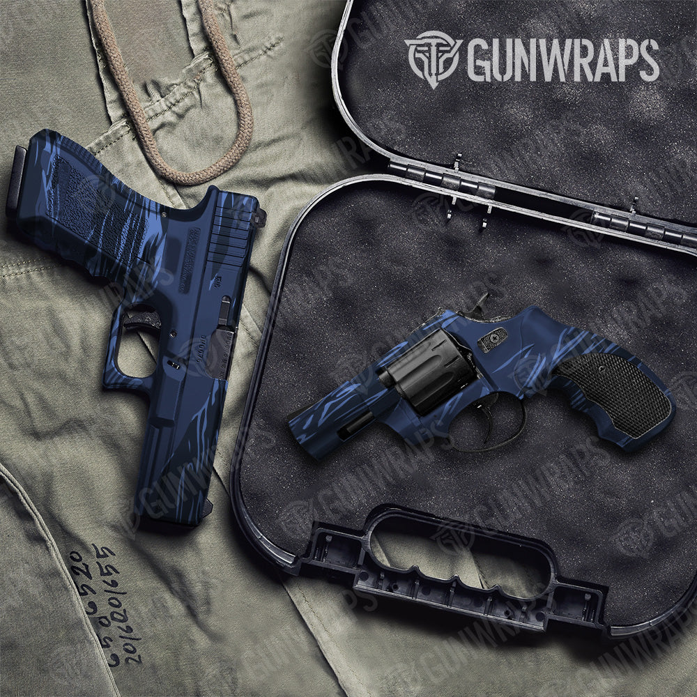 Pistol & Revolver Shredded Blue Midnight Camo Gun Skin Vinyl Wrap Sale