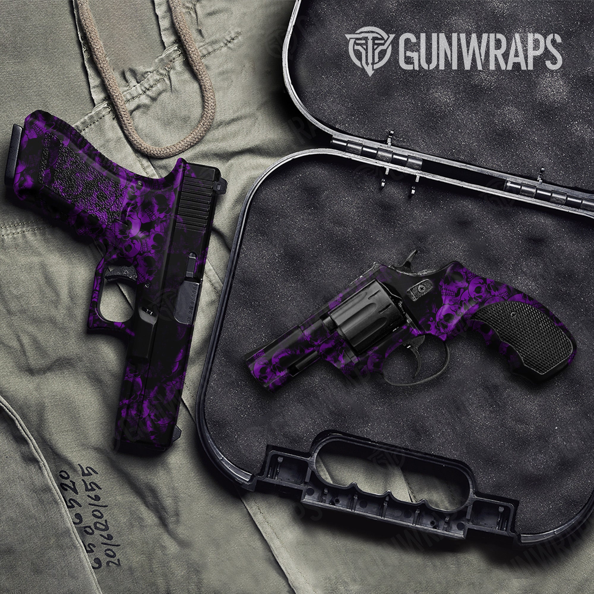 Pistol & Revolver Skull Purple Gun Skin Vinyl Wrap