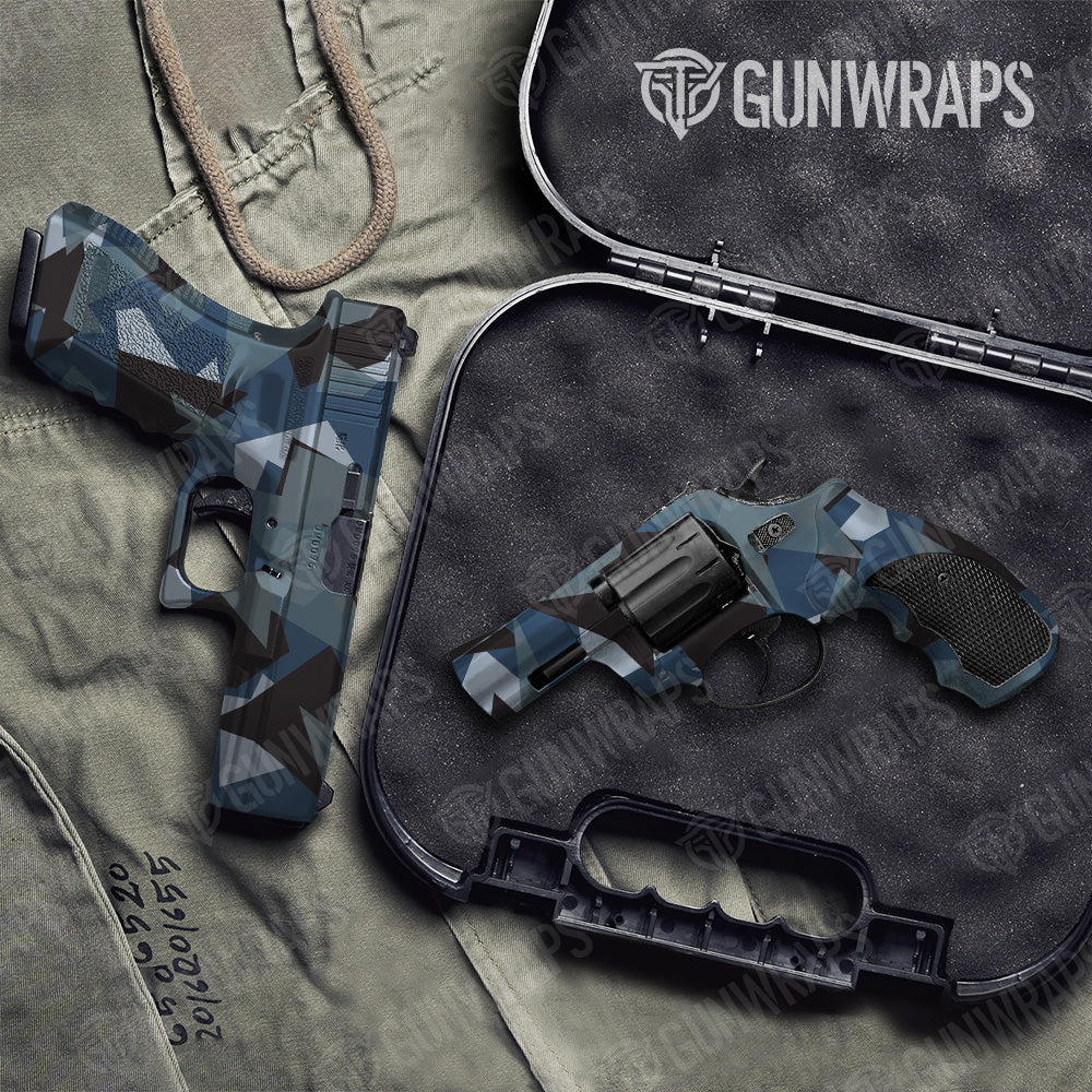 Pistol & Revolver Shattered Navy Camo Gun Skin Vinyl Wrap