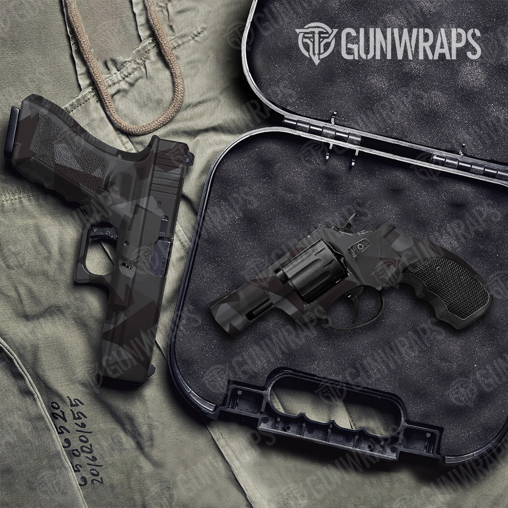 Pistol & Revolver Shattered Elite Black Camo Gun Skin Vinyl Wrap
