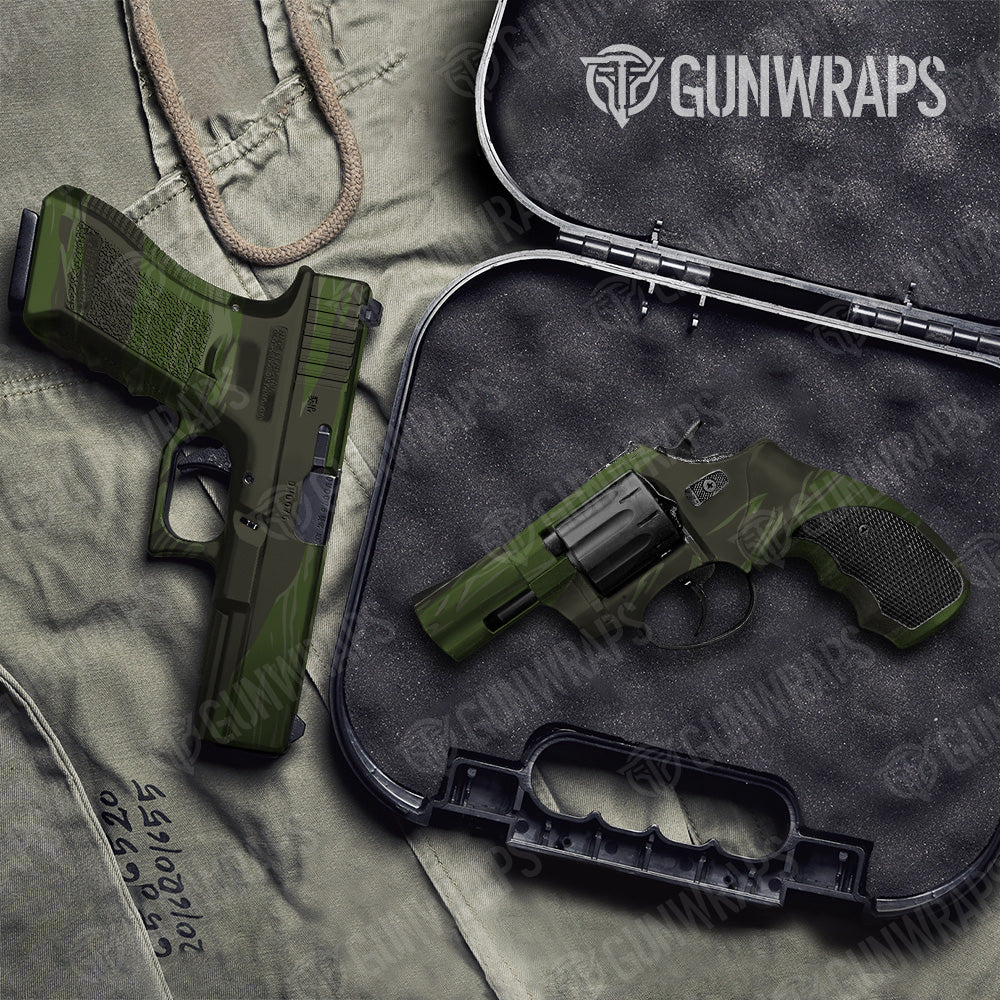 Pistol & Revolver Shredded Army Dark Green Camo Gun Skin Vinyl Wrap