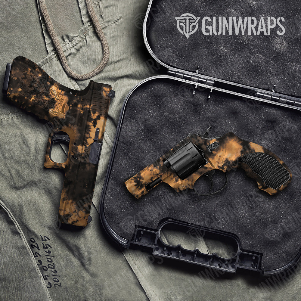 Pistol & Revolver Tie Dye Bleached Black Gun Skin Vinyl Wrap