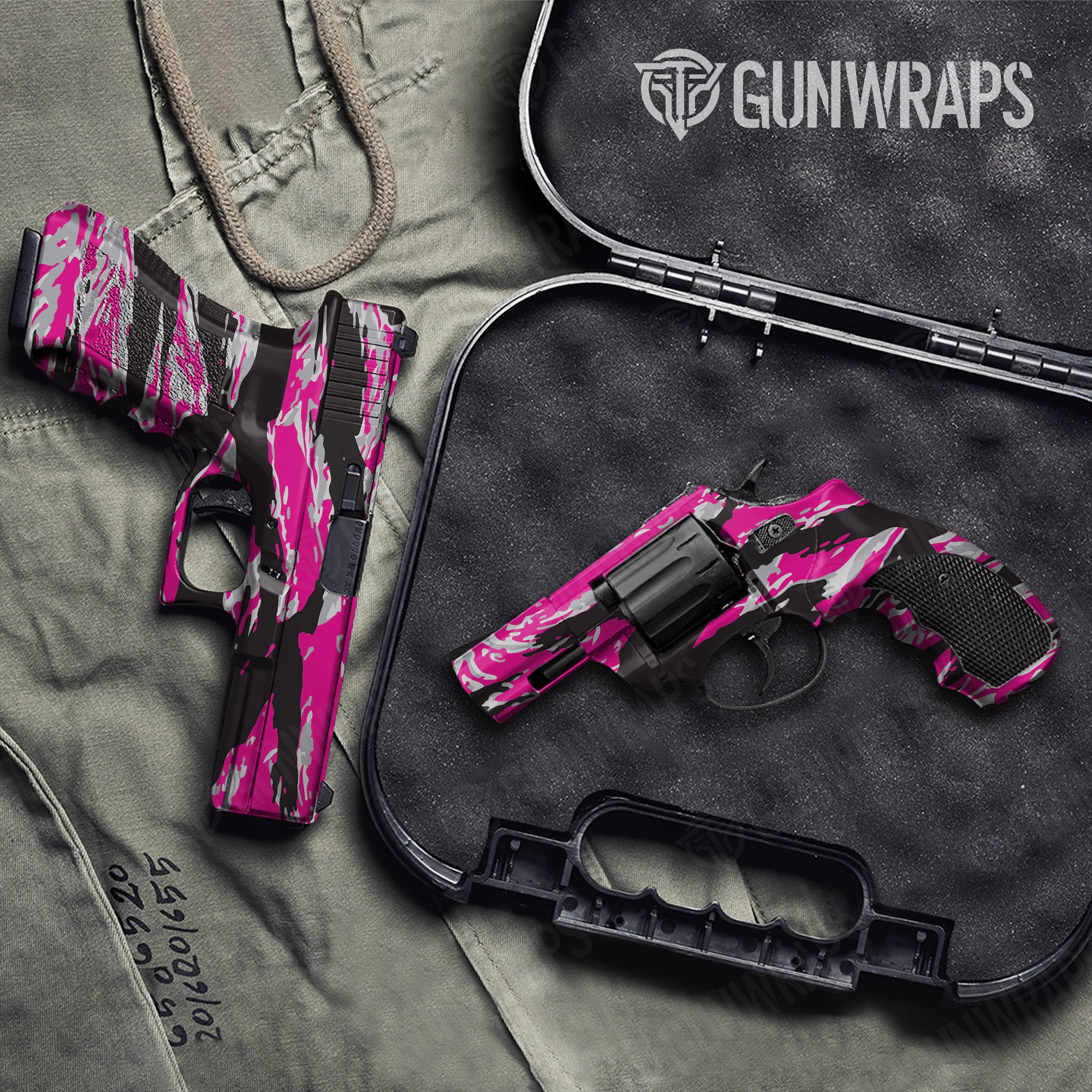Pistol & Revolver Vietnam Tiger Stripe Magenta Tiger Gun Skin Vinyl Wrap