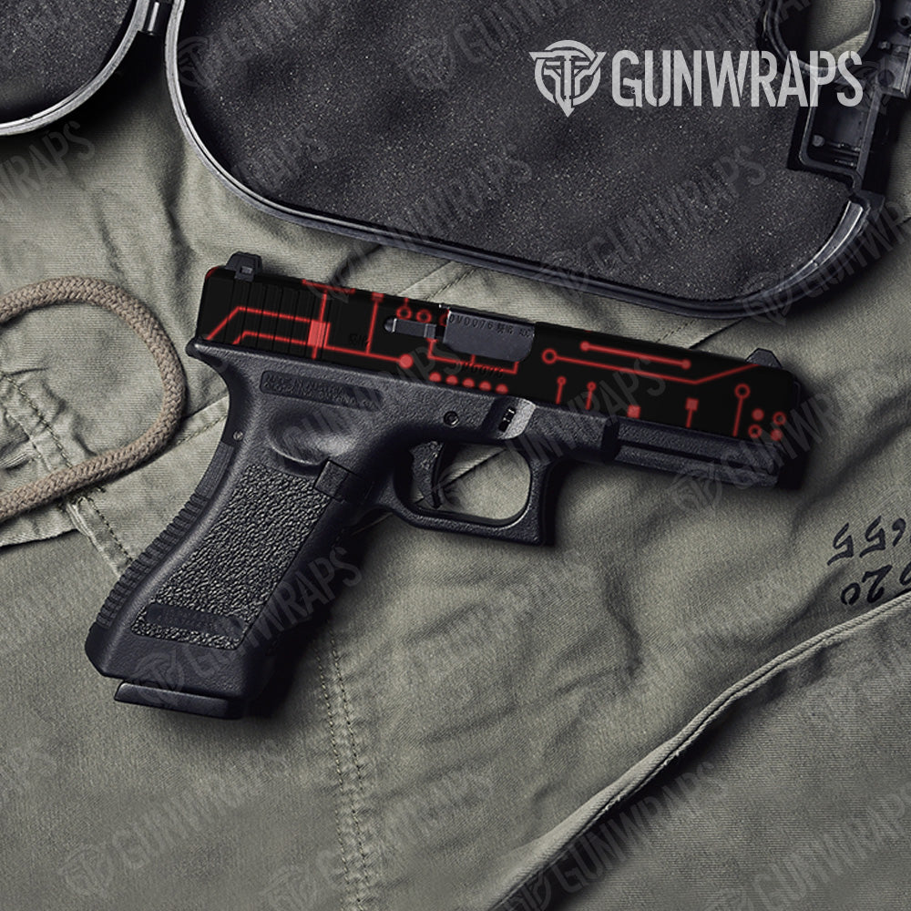 Pistol Slide Circuit Board Red Gun Skin Vinyl Wrap