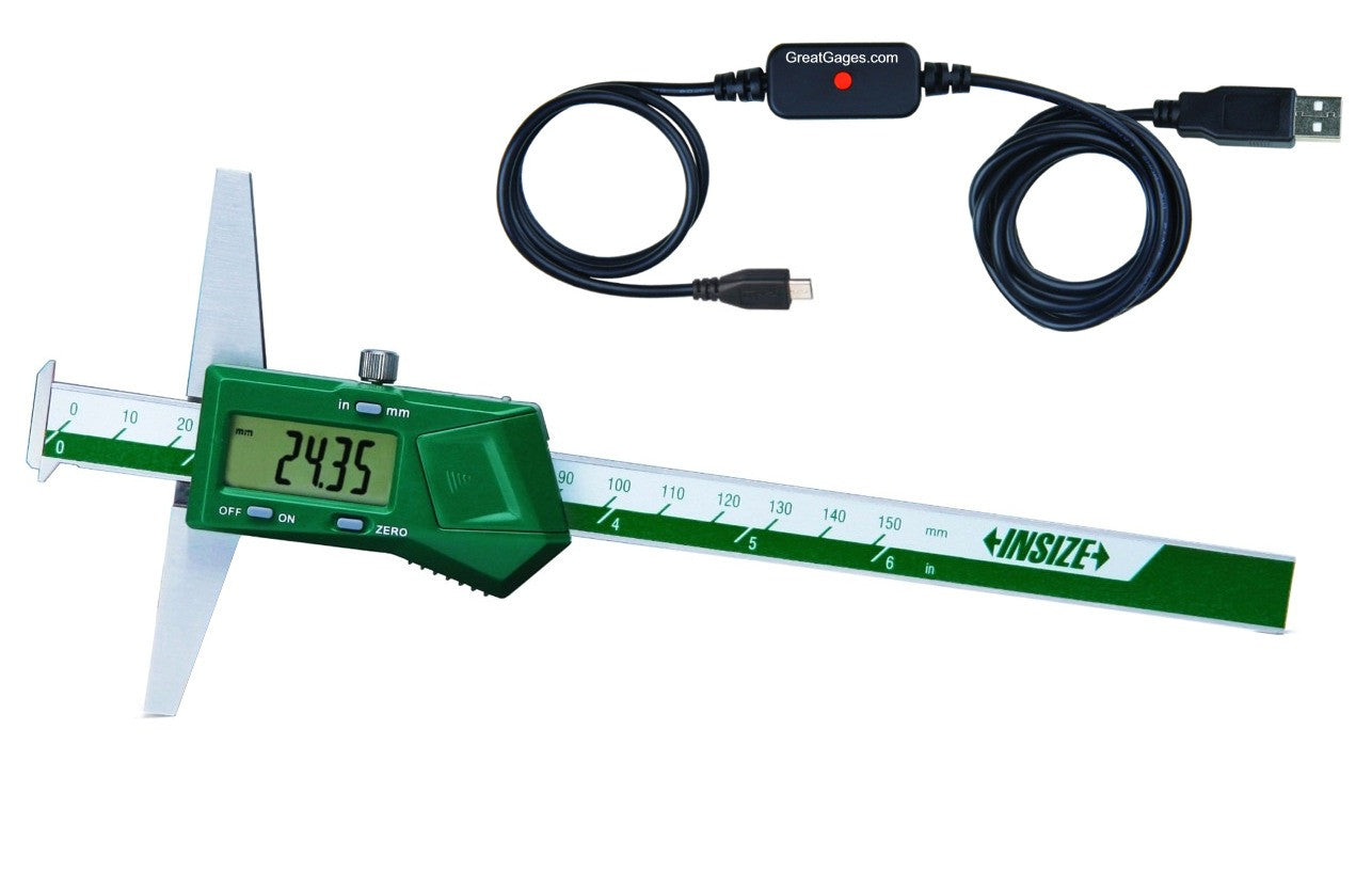 1144-150 INSIZE 6″ Depth Gage w/Hooks USB Direct Package