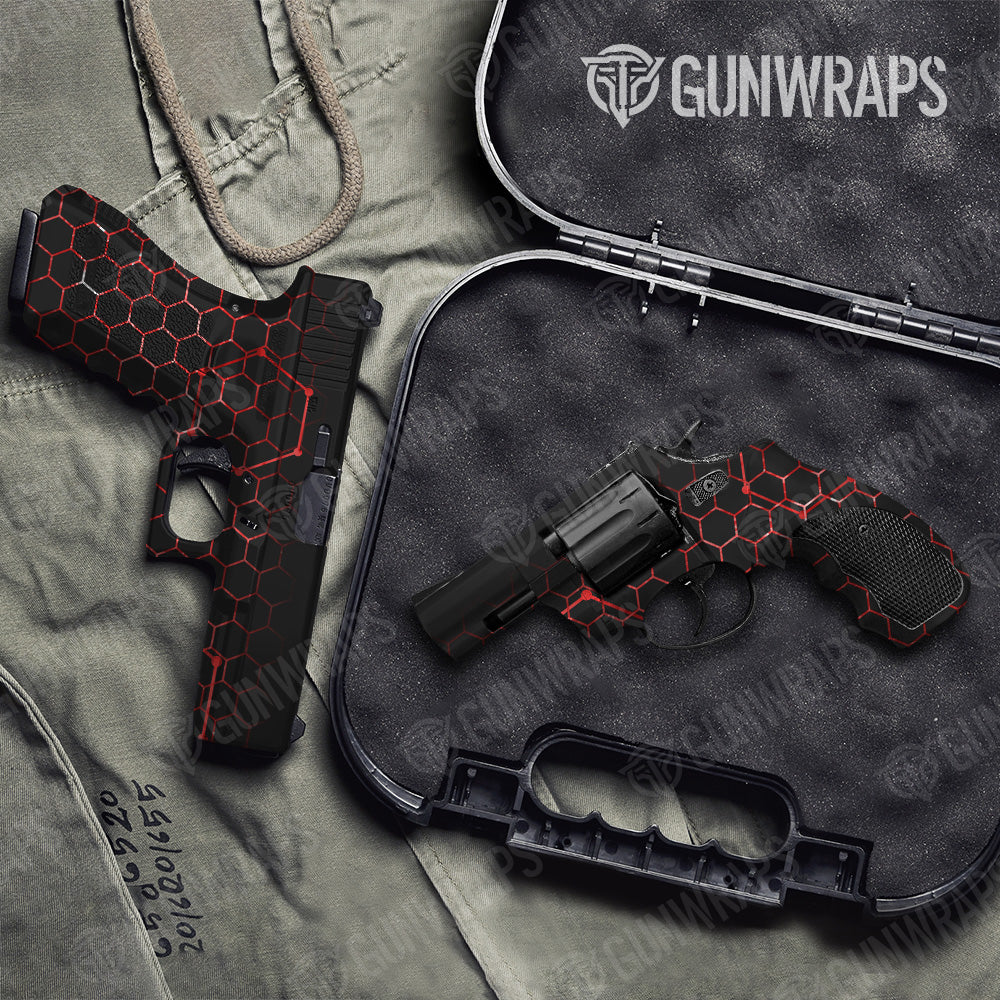 Pistol & Revolver Vivid Hex Red Gun Skin Vinyl Wrap