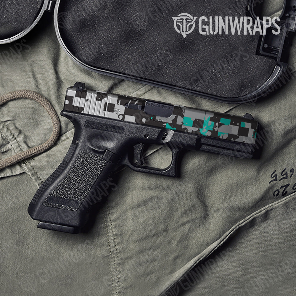 Pistol Slide Broken Plaid Tiffany Blue Camo Gun Skin Vinyl Wrap Hot on Sale